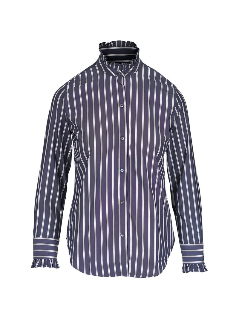 Lydia ruffled-trim striped blouse 1
