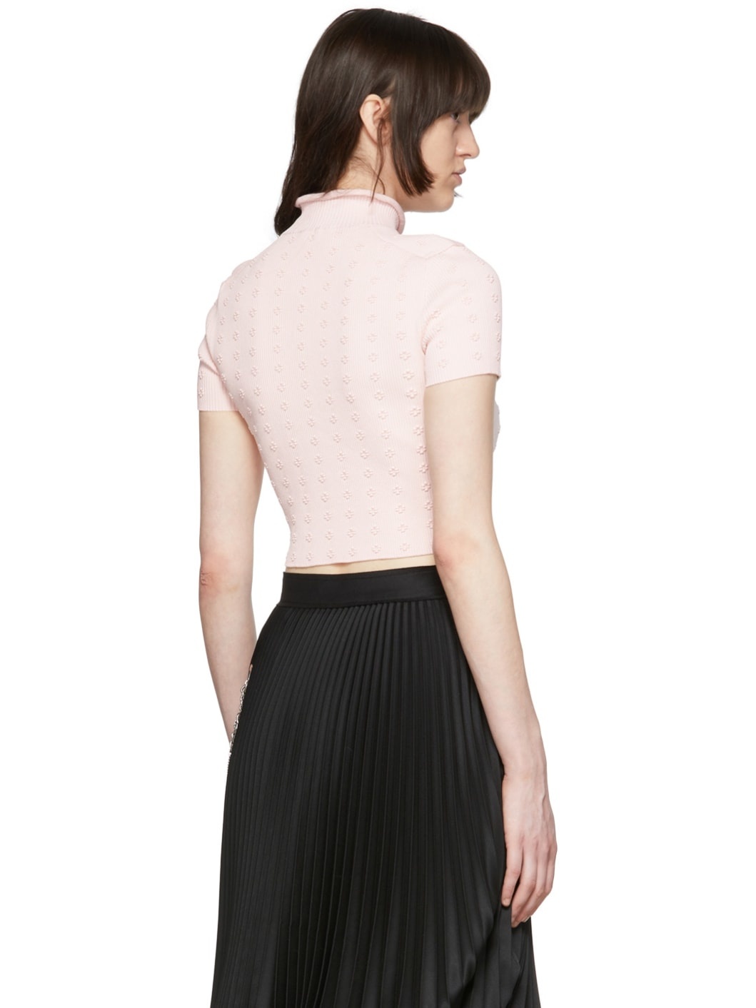 Pink Rayon Short Sleeve Turtleneck - 3