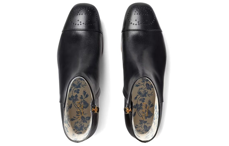 (WMNS) Gucci Goatskin Hills Logo Ankle Boots 'Black' 658949-D3V00-1000 - 4