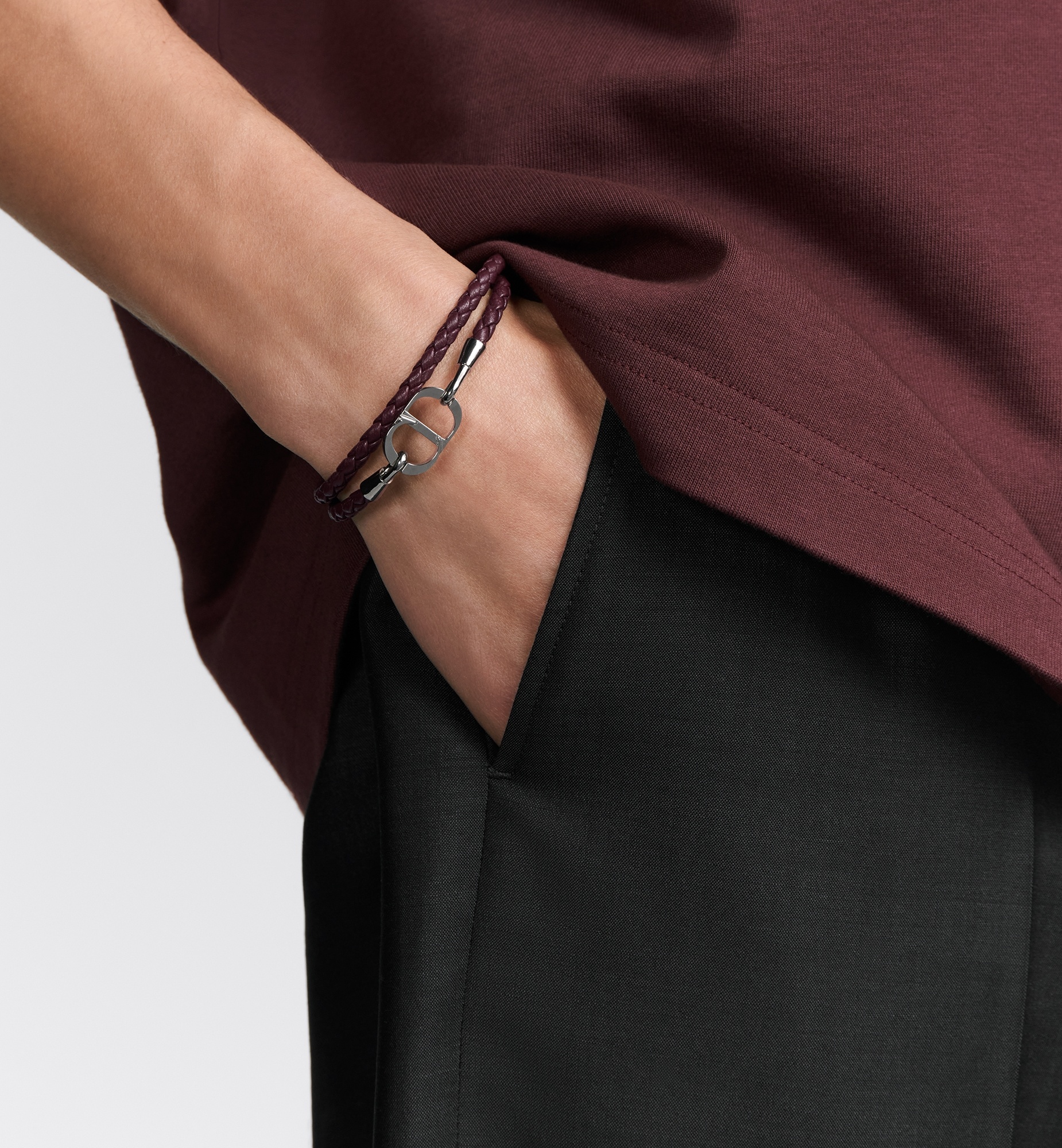 Dior CD Icon Braided Leather Double Bracelet | REVERSIBLE