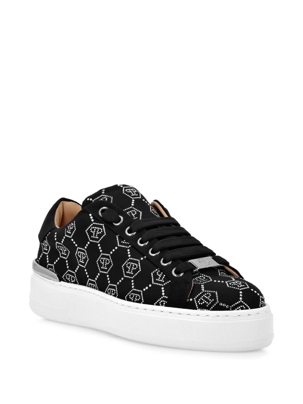 rhinestone-embellished satin sneakers - 2