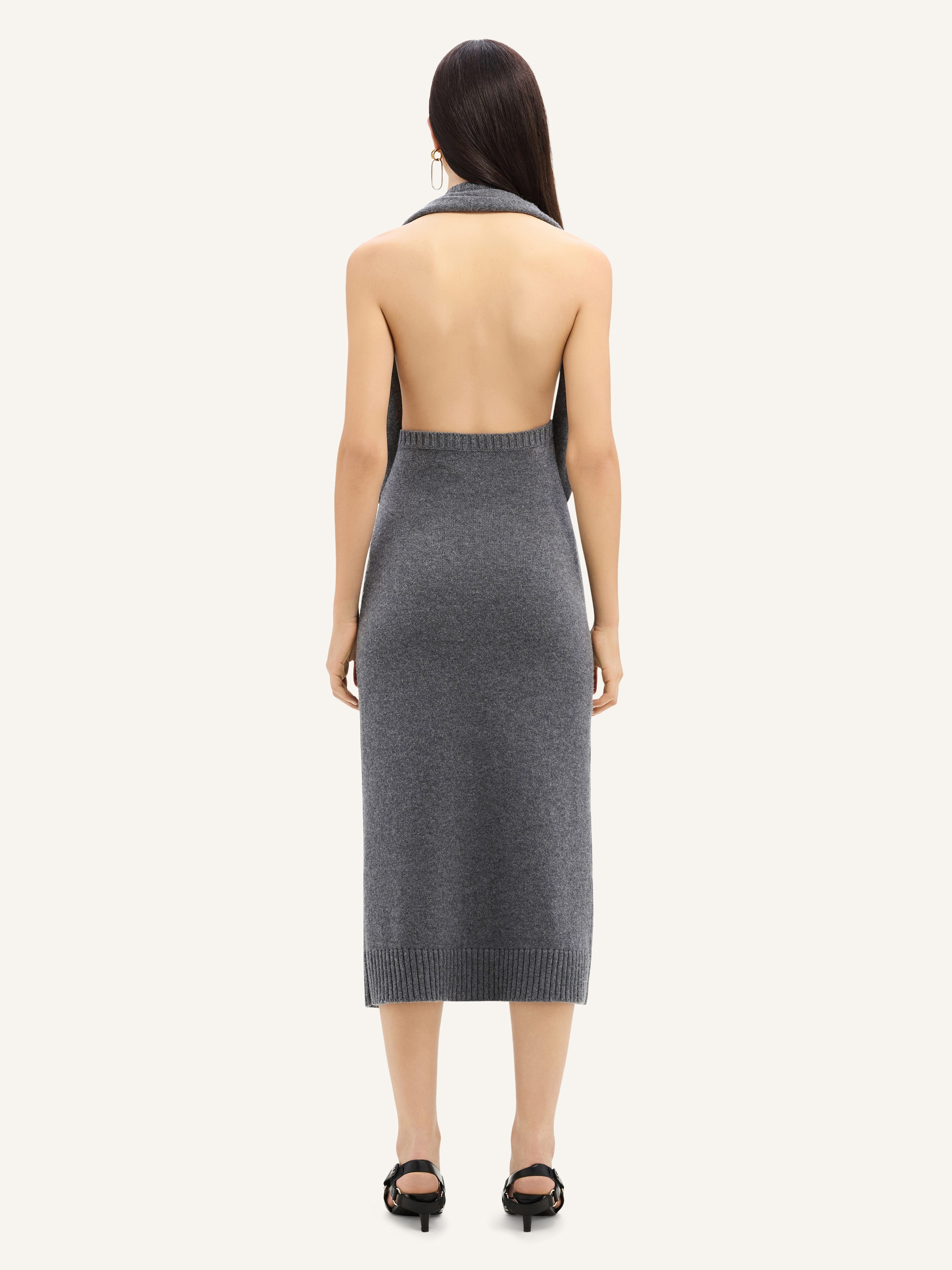 OVER THE SHOULDER DRAPÉ LAMBSWOOL DRESS - 4