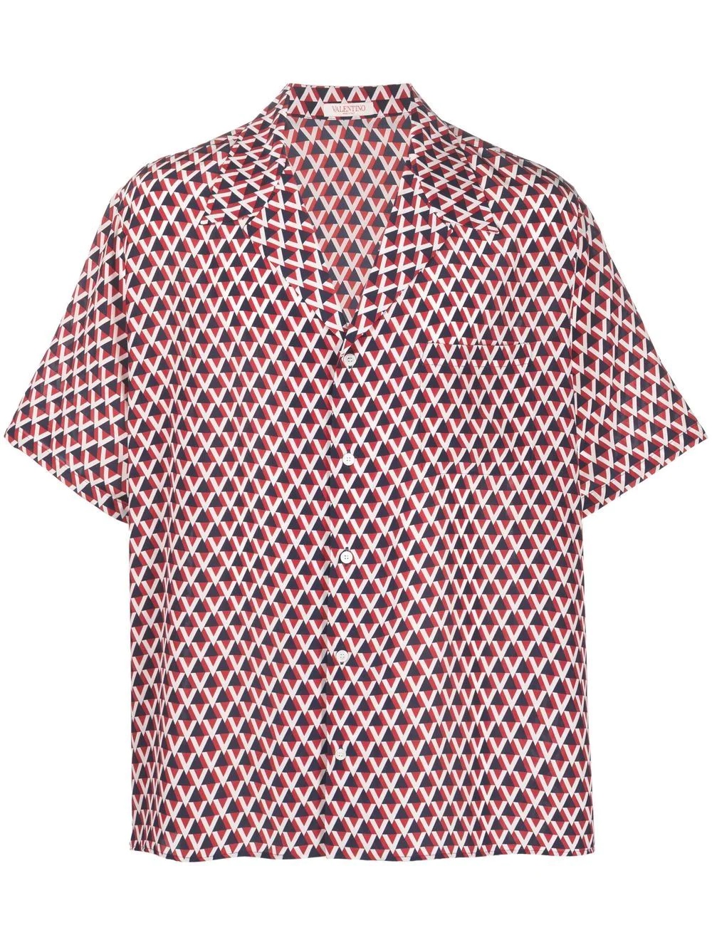 abstract-pattern silk bowling shirt - 1