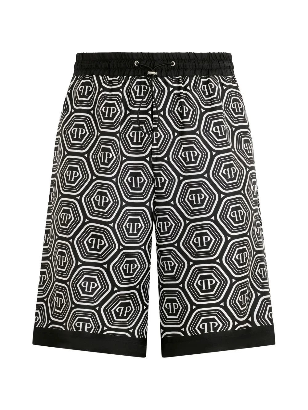monogram drawstring silk shorts - 1