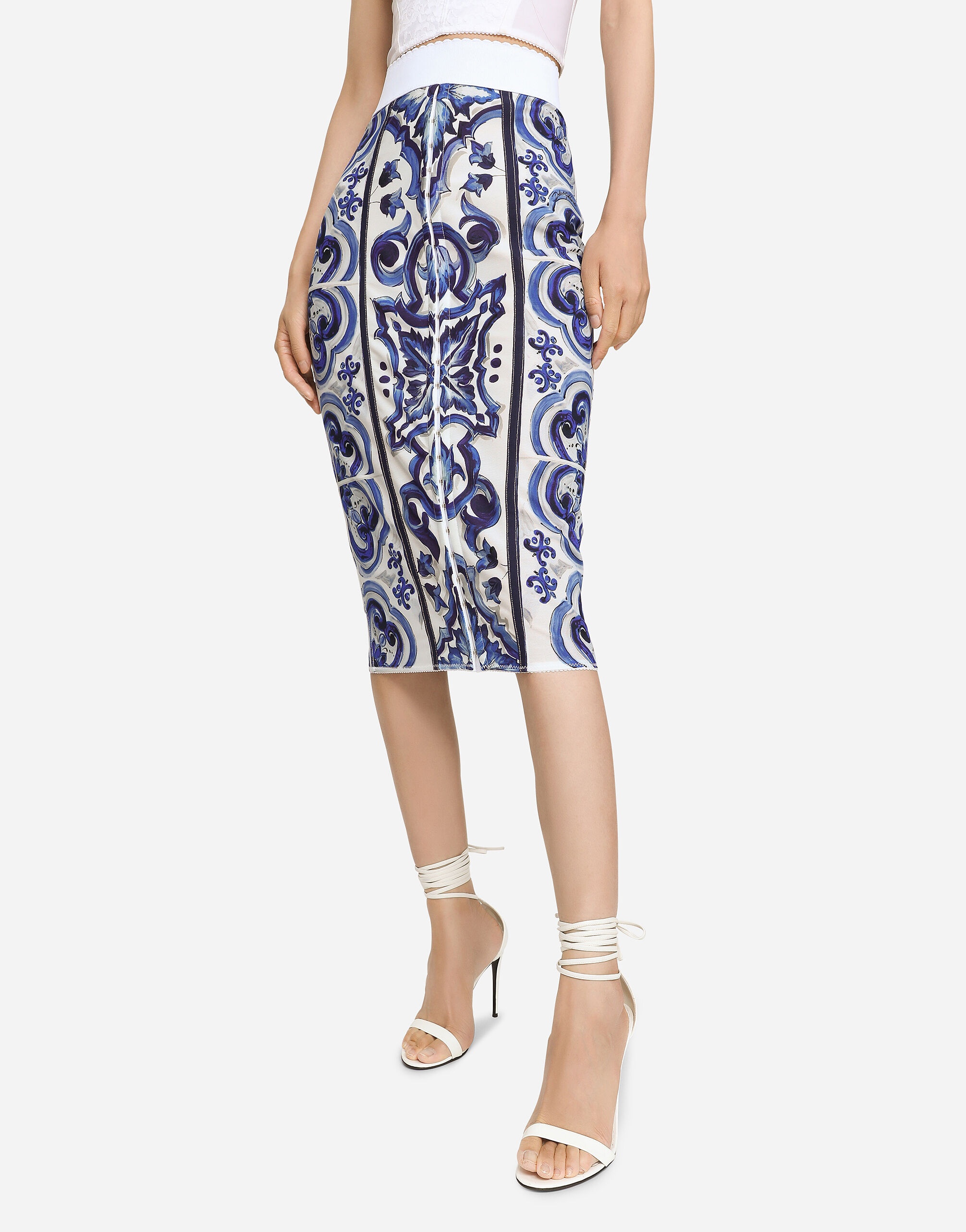 Majolica print midi skirt - 4