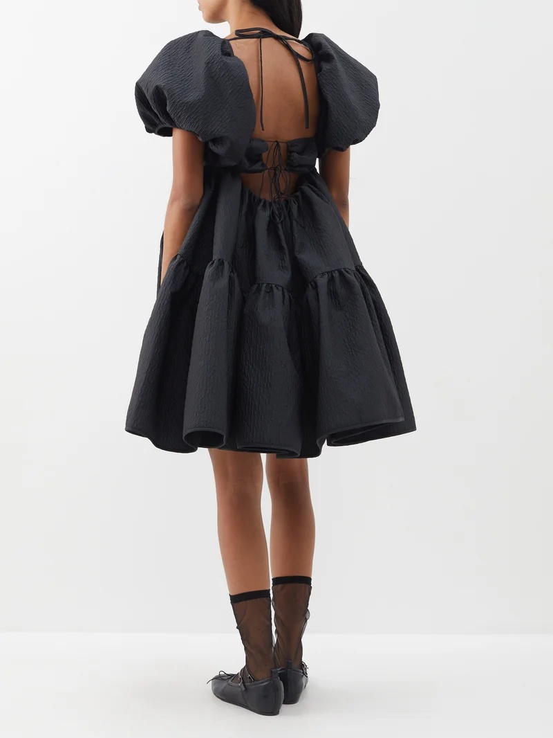 Ronia puff-sleeve Abeto-matelassé dress - 5