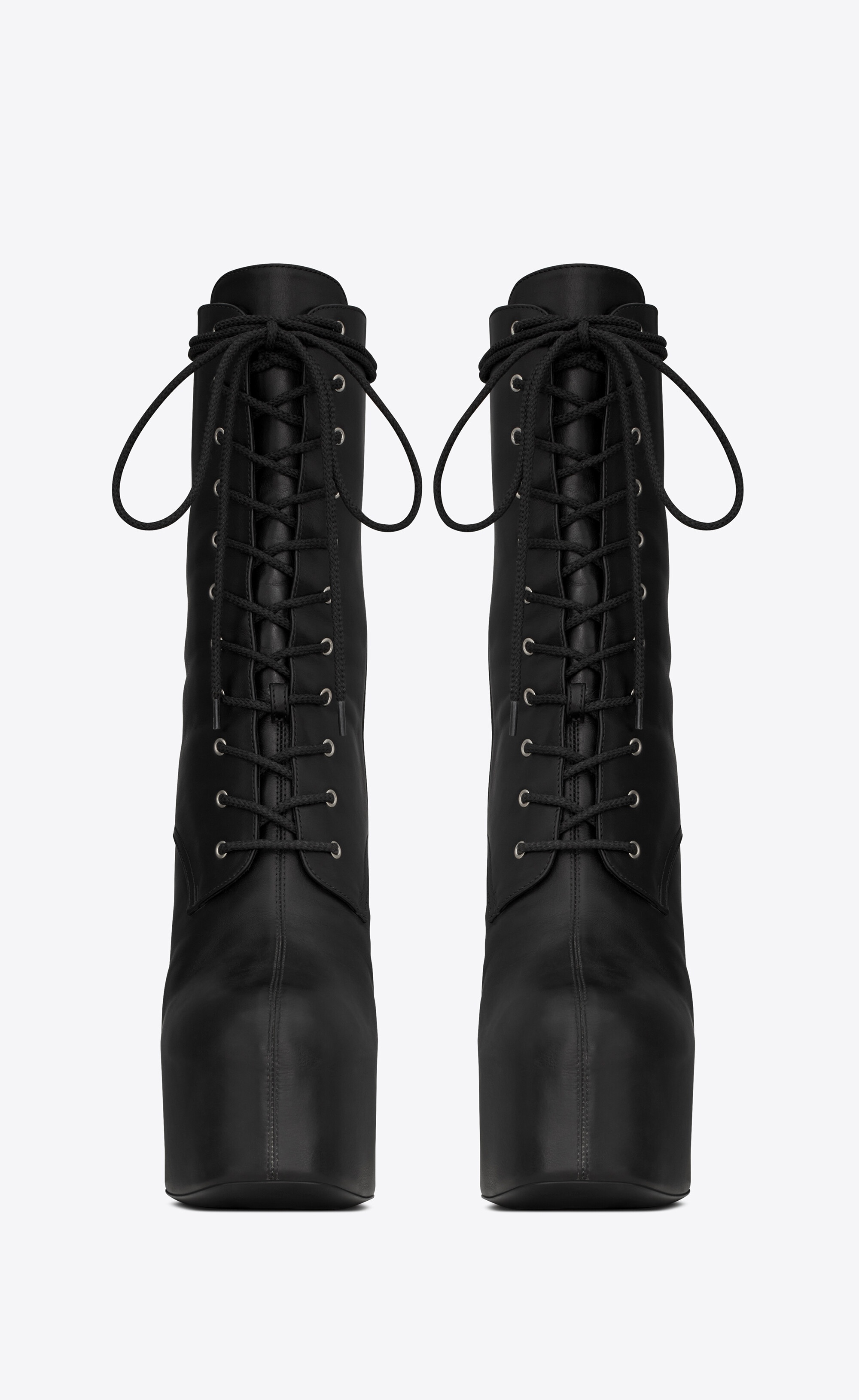 cherry lace-up platform booties in smooth leather - 2