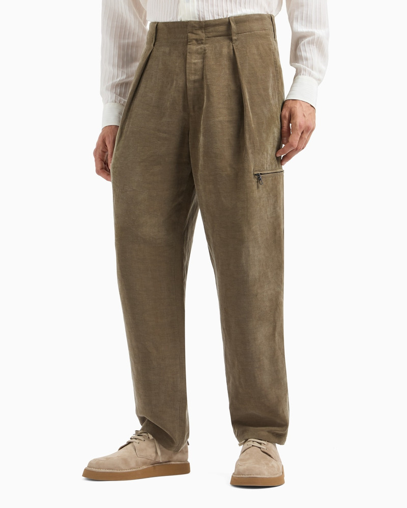 GIORGIO ARMANI SINGLE-PLEAT TROUSERS IN LINEN AND LYOCELL outlook