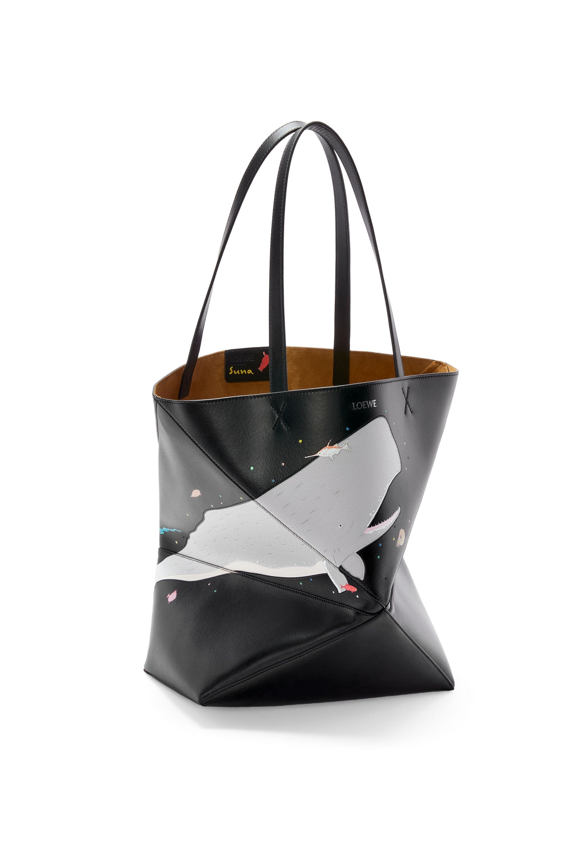 Whale large Puzzle Fold tote in shiny calfskin - 2