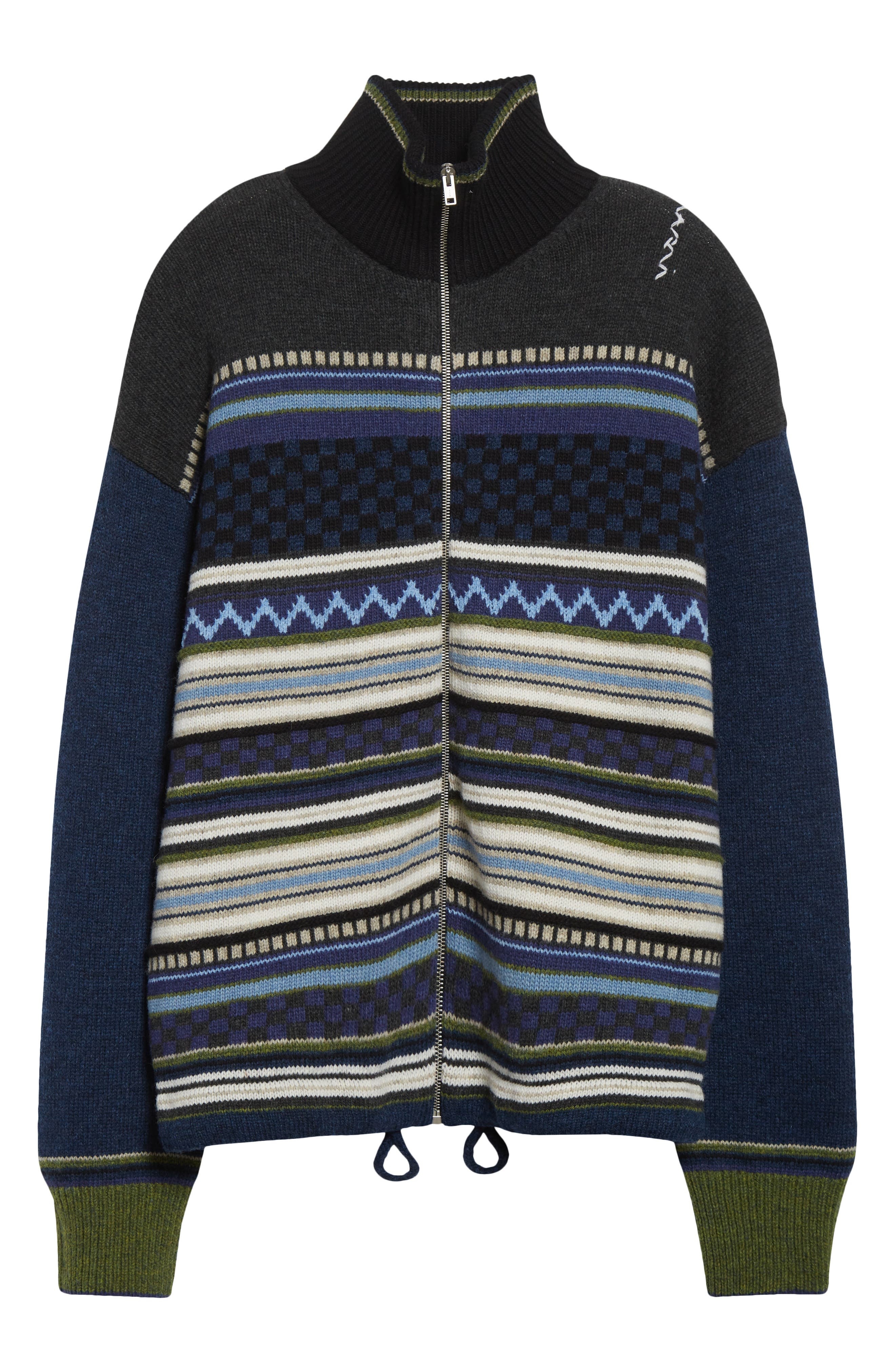 Marni Mixed Stripe Zip Cardigan in Blue at Nordstrom - 6
