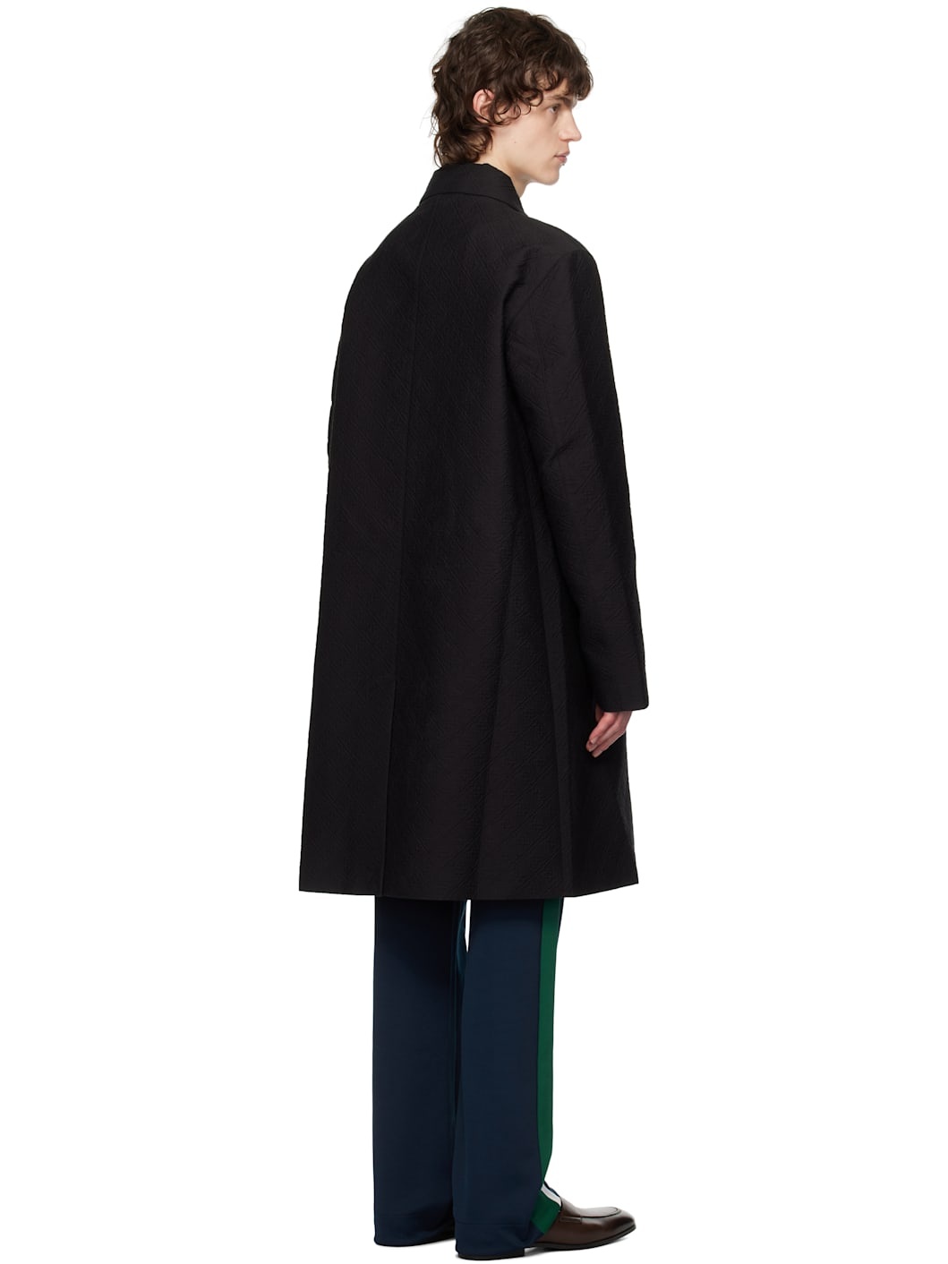 Black Jacquard Car Coat - 3