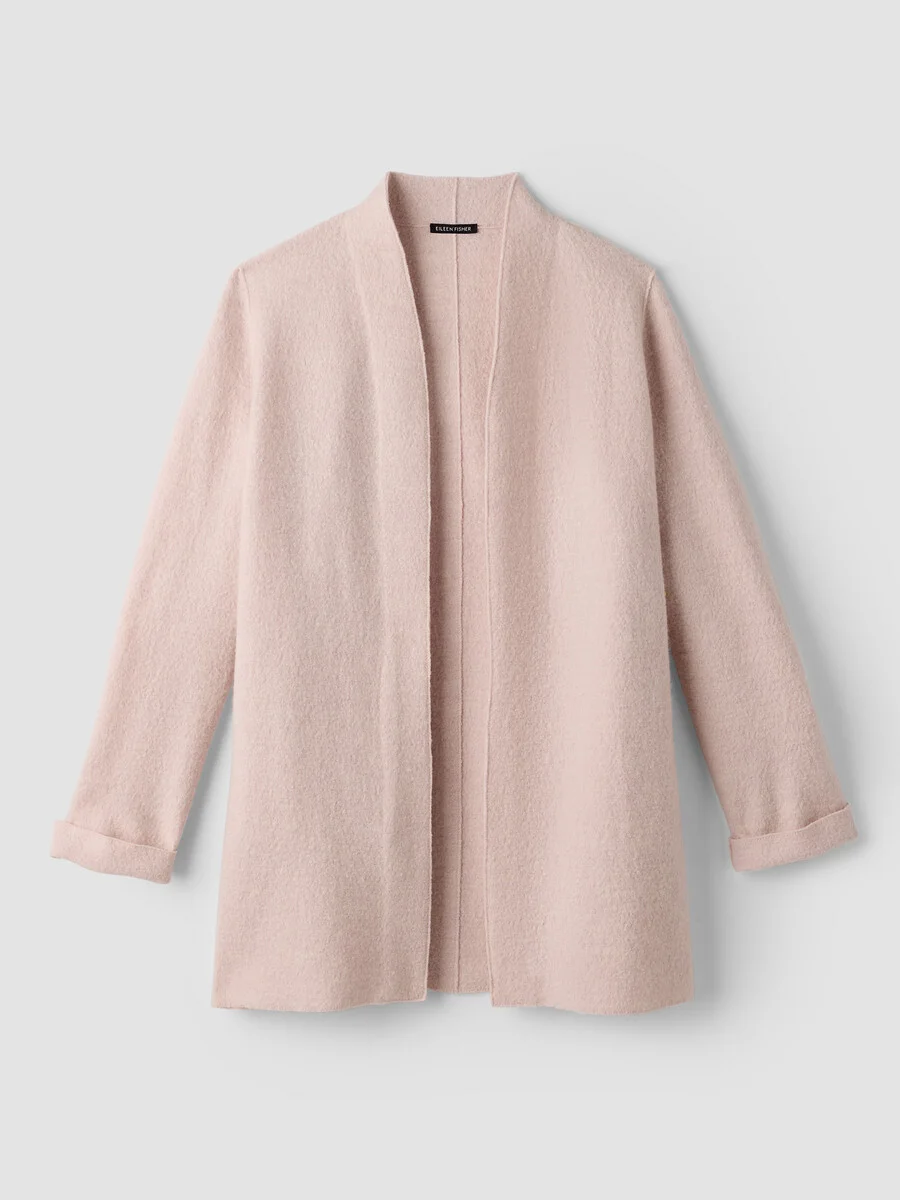 Lightweight Boiled Wool High Collar Jacket in Regenerative Wool - 1
