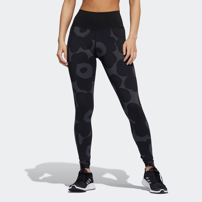 adidas (WMNS) adidas Marimekk Bt L T Pattern Printing Fitness Training Long Pants/Trousers Black HA3377 outlook