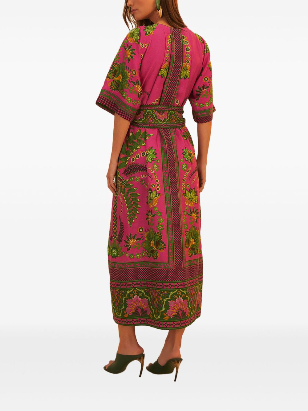 self-tie belt floral-print maxi dress - 2