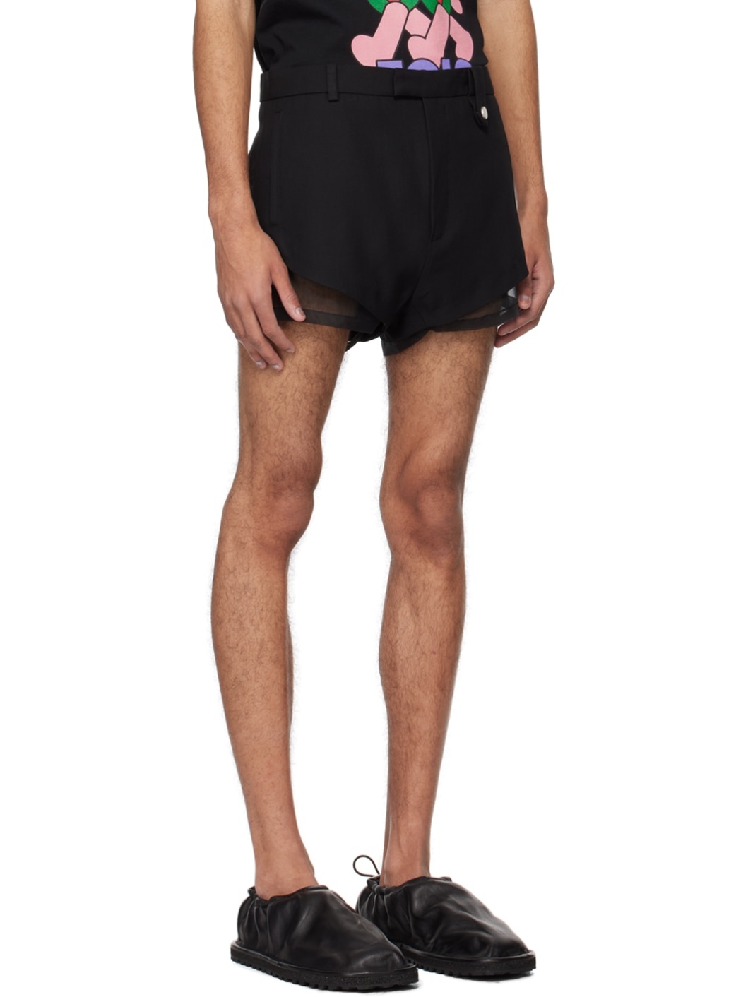 Black Exposed Lining Shorts - 2