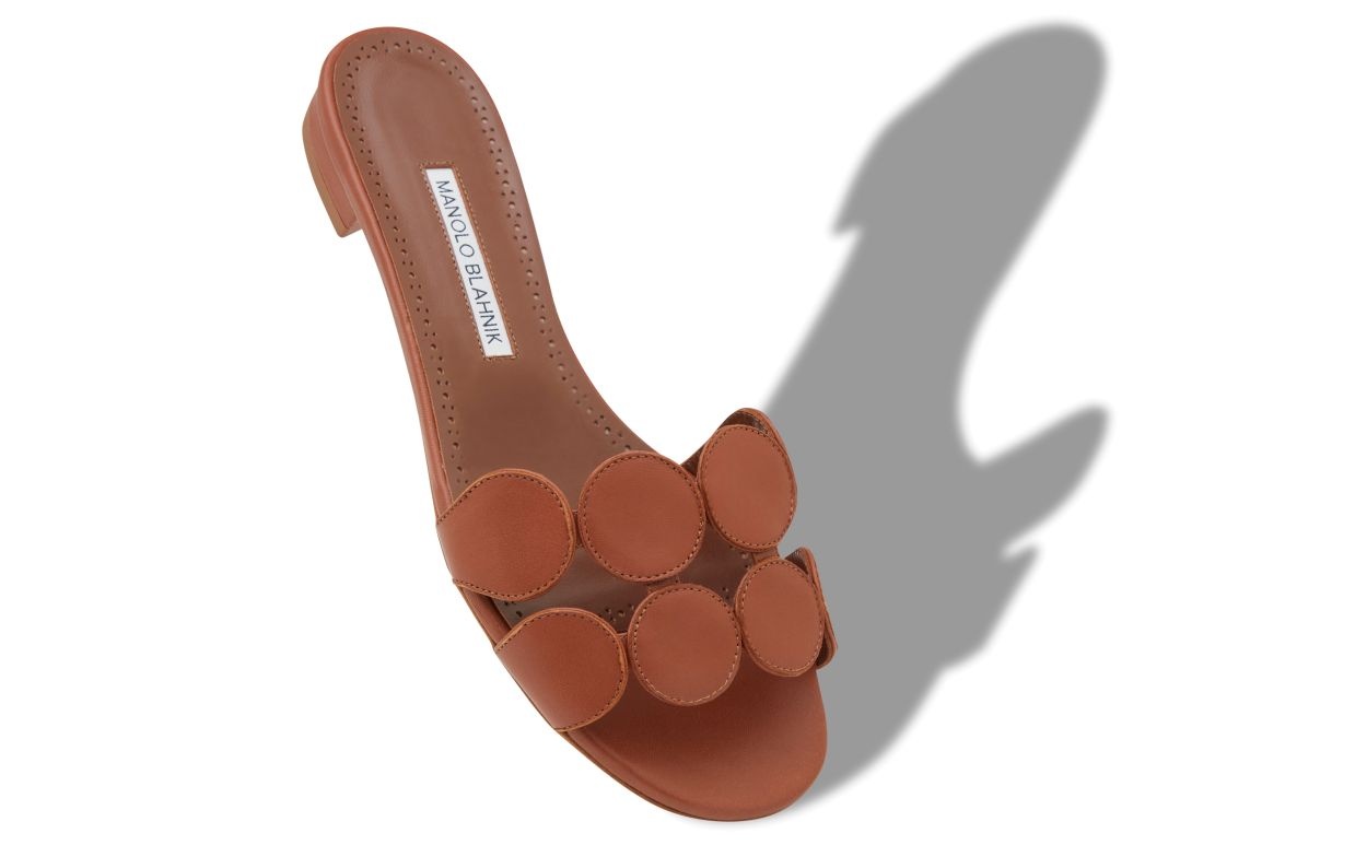 Brown Nappa Leather Flat Sandals - 2