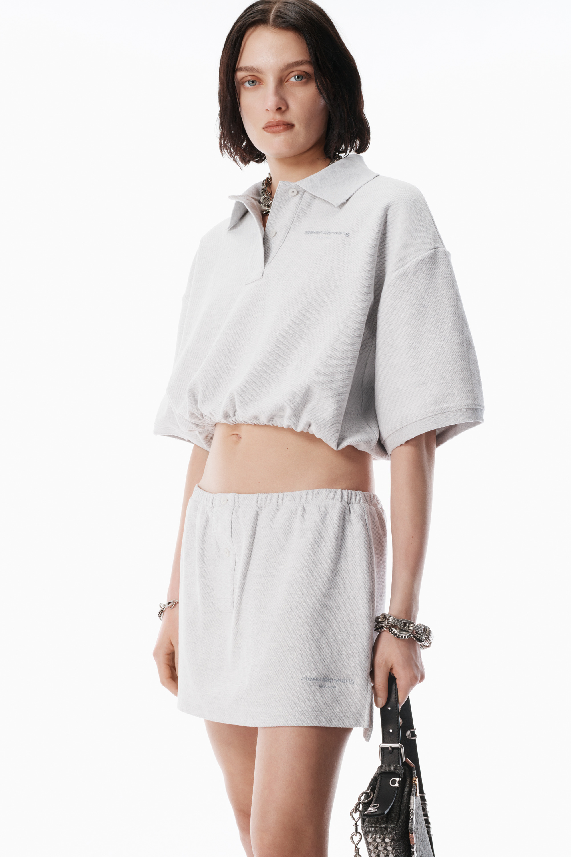 light grey deconstructed miniskirt - 3