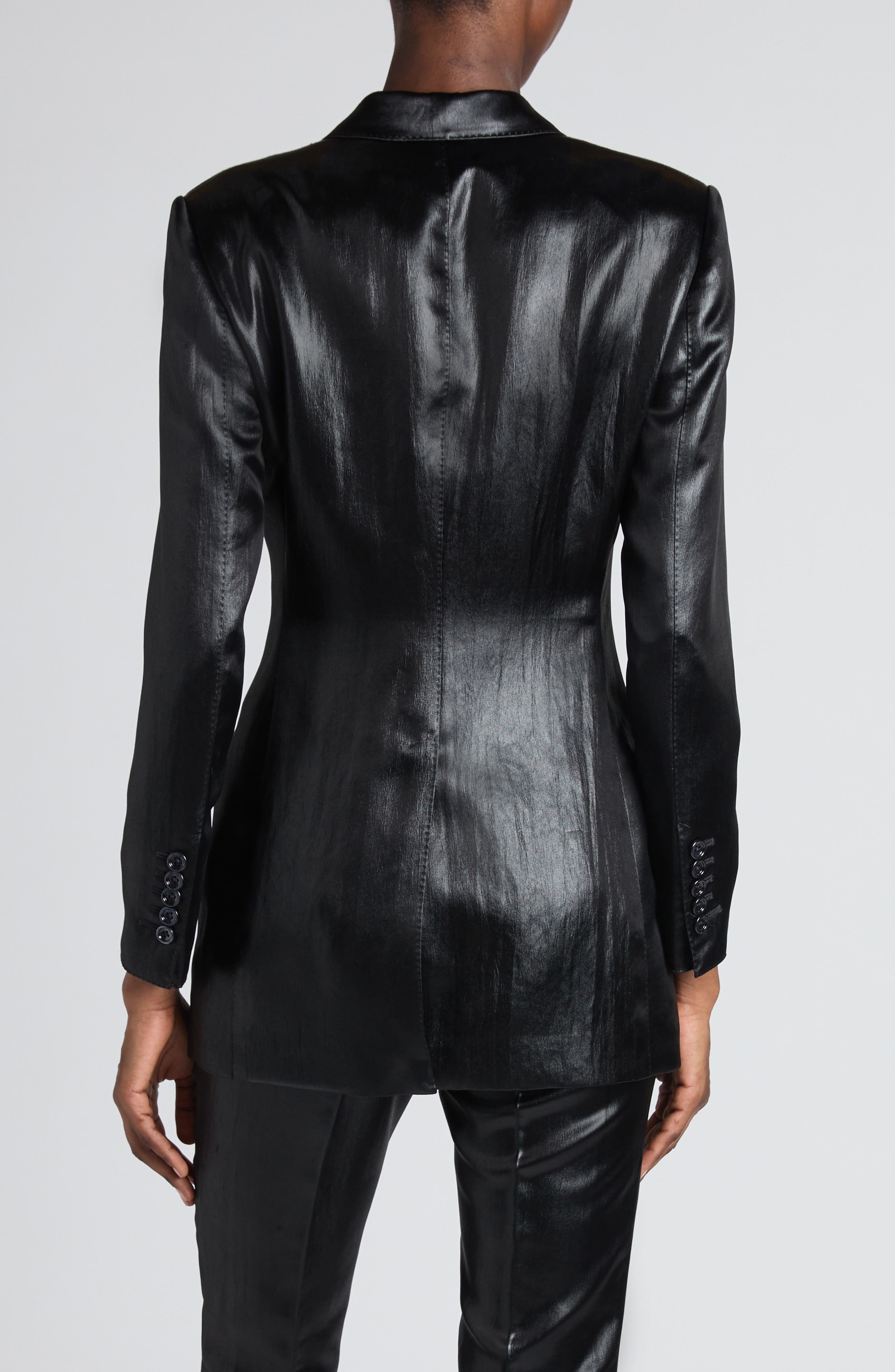 TOM FORD Bianca Single Breasted Liquid Satin Blazer in Black at Nordstrom - 3