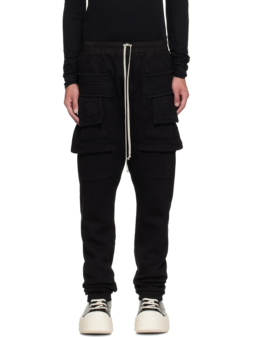Black Tower Creatch Drawstring Cargo Pants - 1
