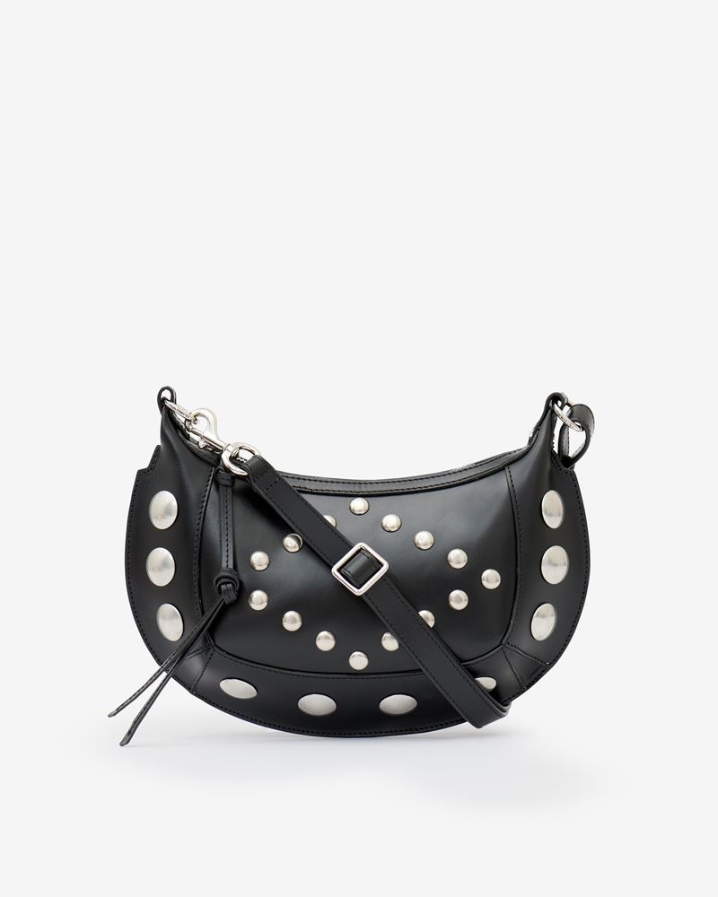 Isabel Marant Black Leather Oskan Moon Shoulder Bag