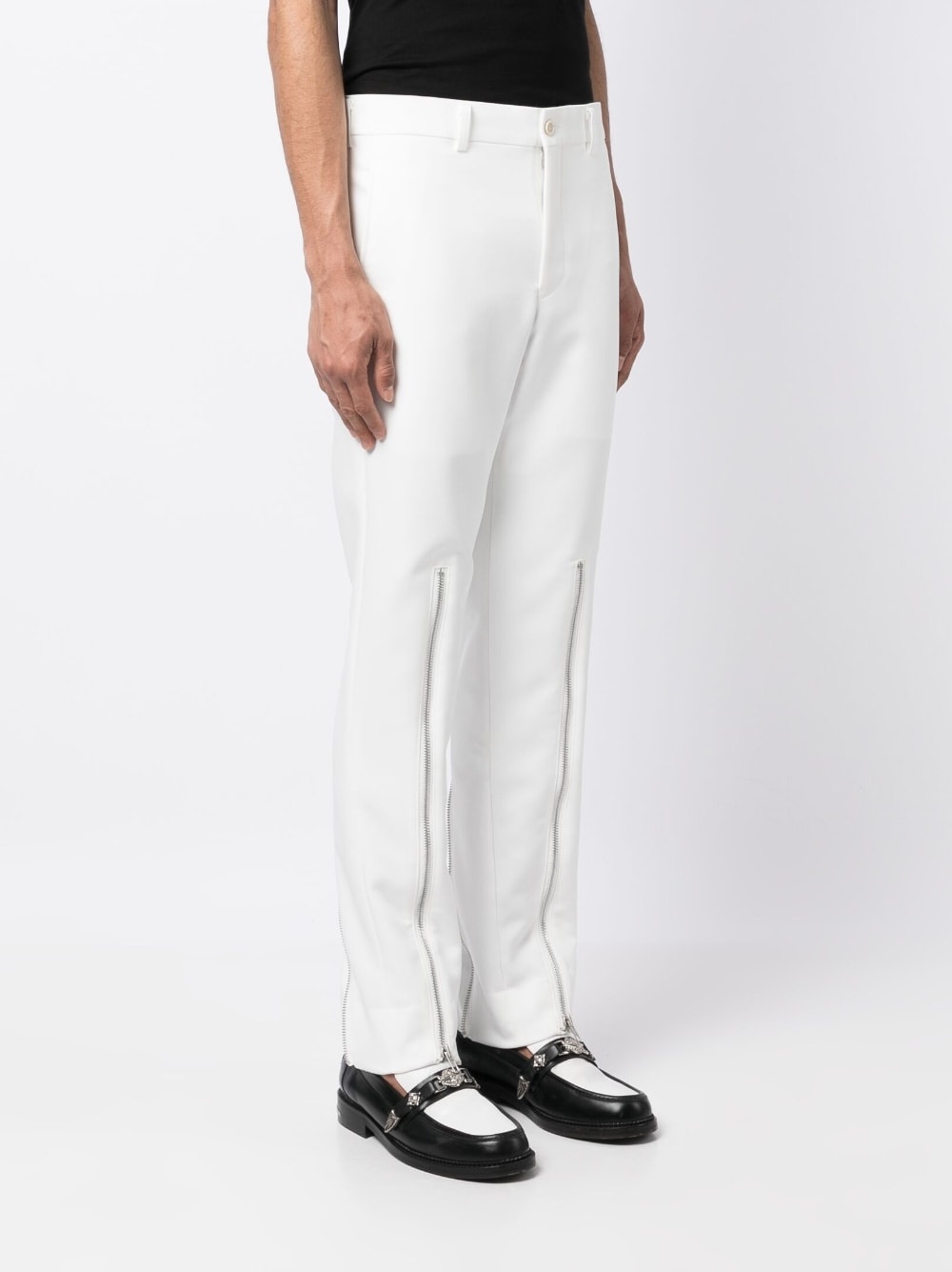 decorative zip-detailing low-rise trousers - 3