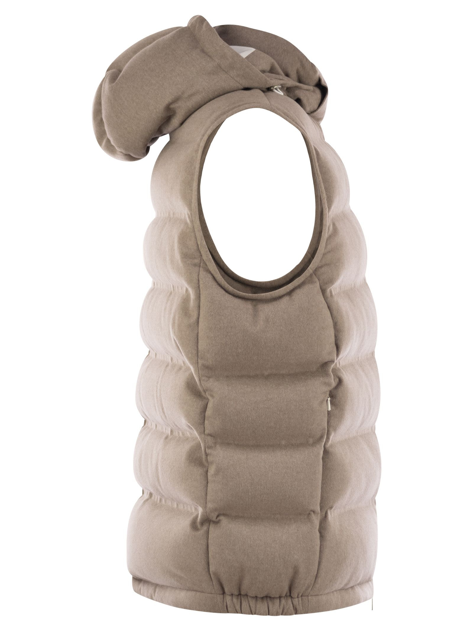 Brunello Cucinelli Men Sleeveless Wool Down Jacket With Detachable Hood - 3