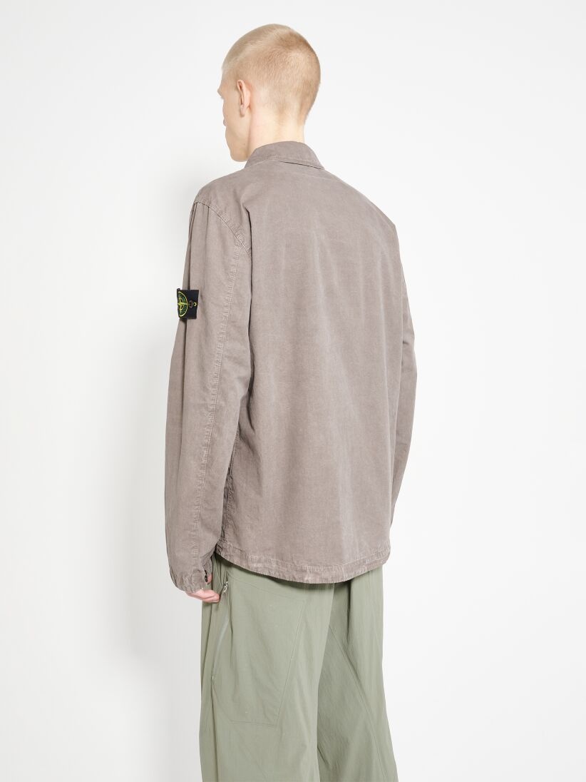 STONE ISLAND ZIP OLD TREATMENT OVERSHIRT DOVE GREY - 4