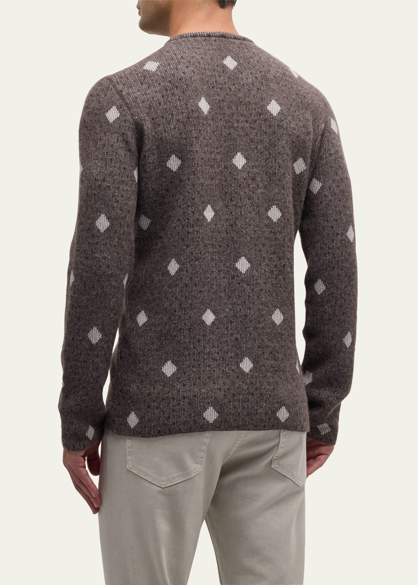 Men's Diamond Jacquard Cashmere-Blend Sweater - 3