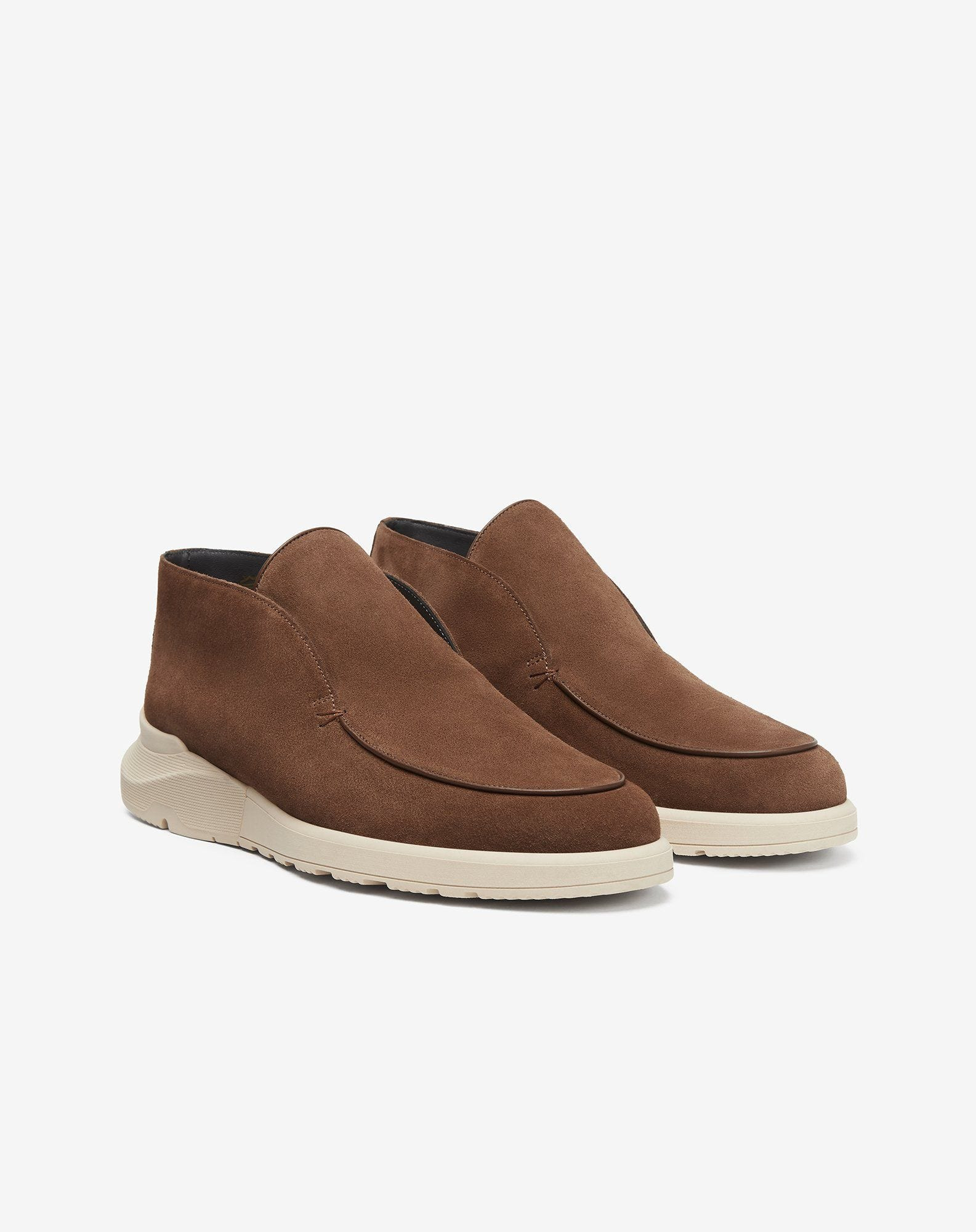 Taupe suede slip-on loafers - 2