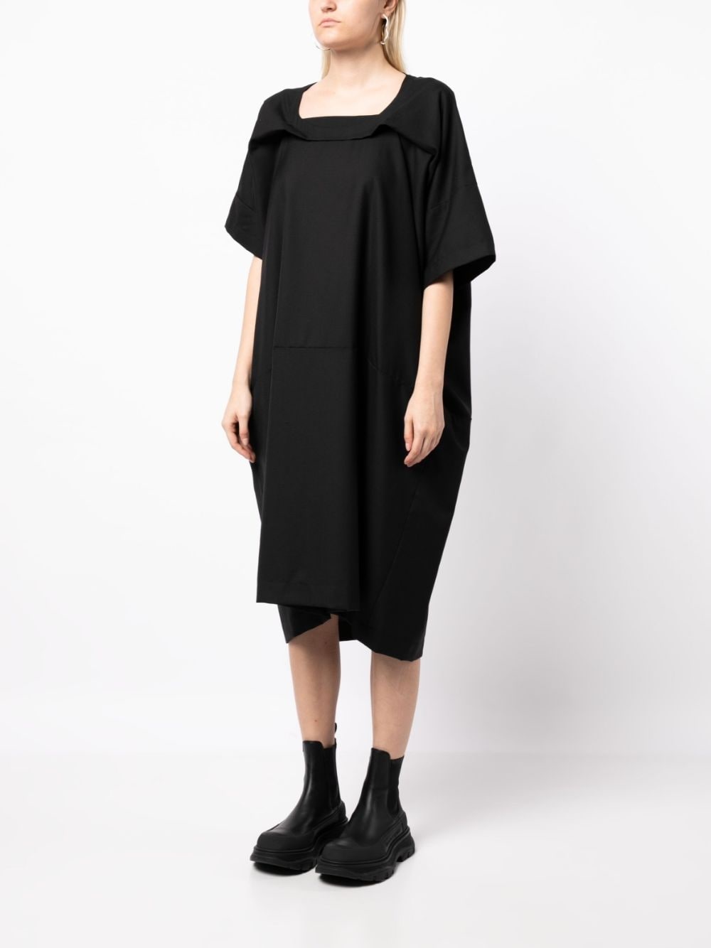 asymmetric midi wool dress - 3