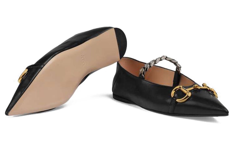 (WMNS) Gucci Ballet Flat With Horsebit Leather 'Black' 621161-1RH00-1000 - 6