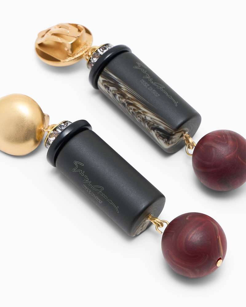 GIORGIO ARMANI EARRINGS IN BRASS WITH METHACRYLATE AND GLASS outlook