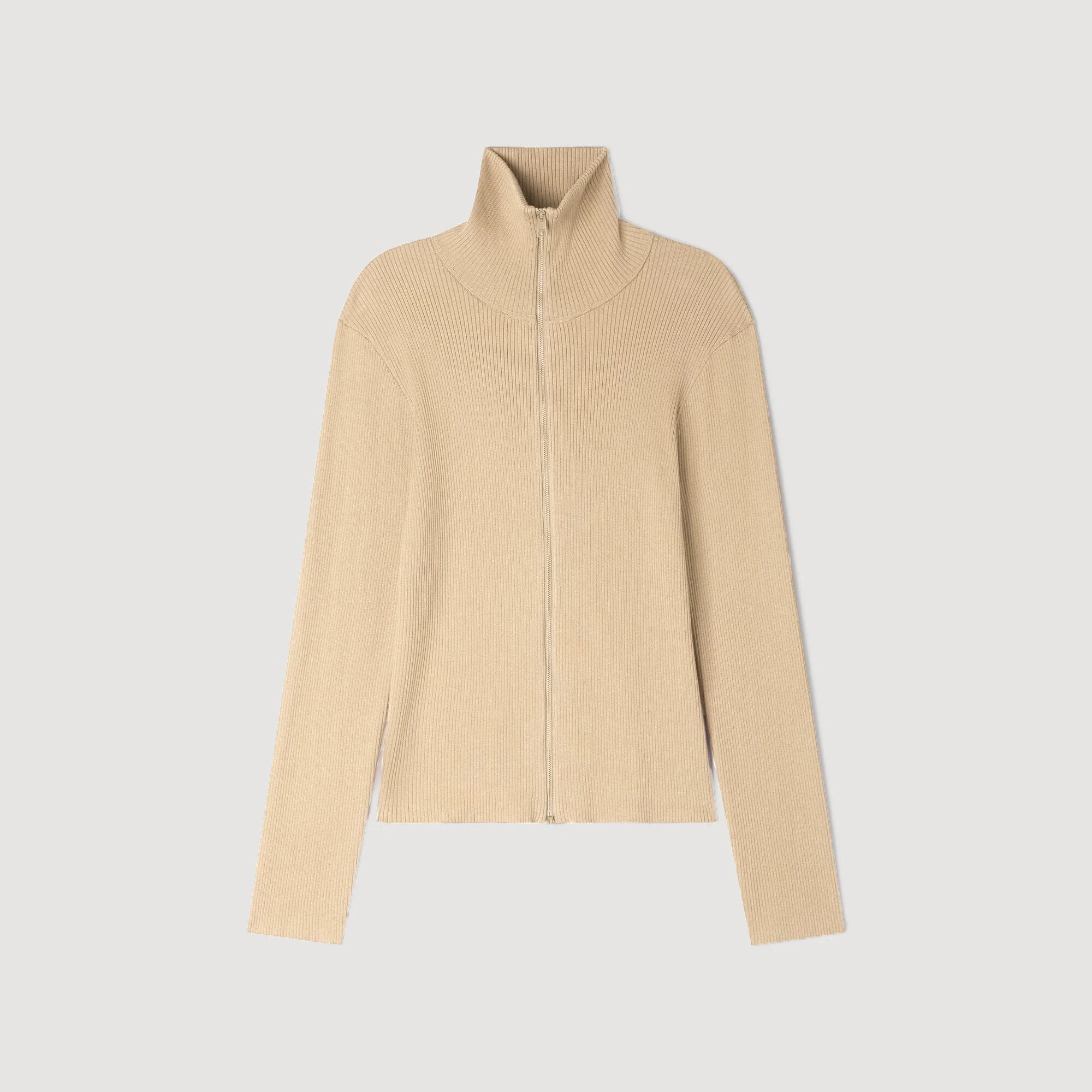 ZIP CARDIGAN WITH STANDING COLLAR - 1