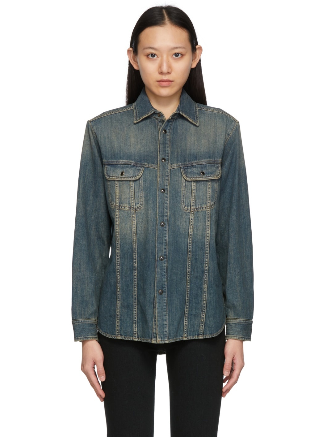 Blue Denim Faded Shirt - 1