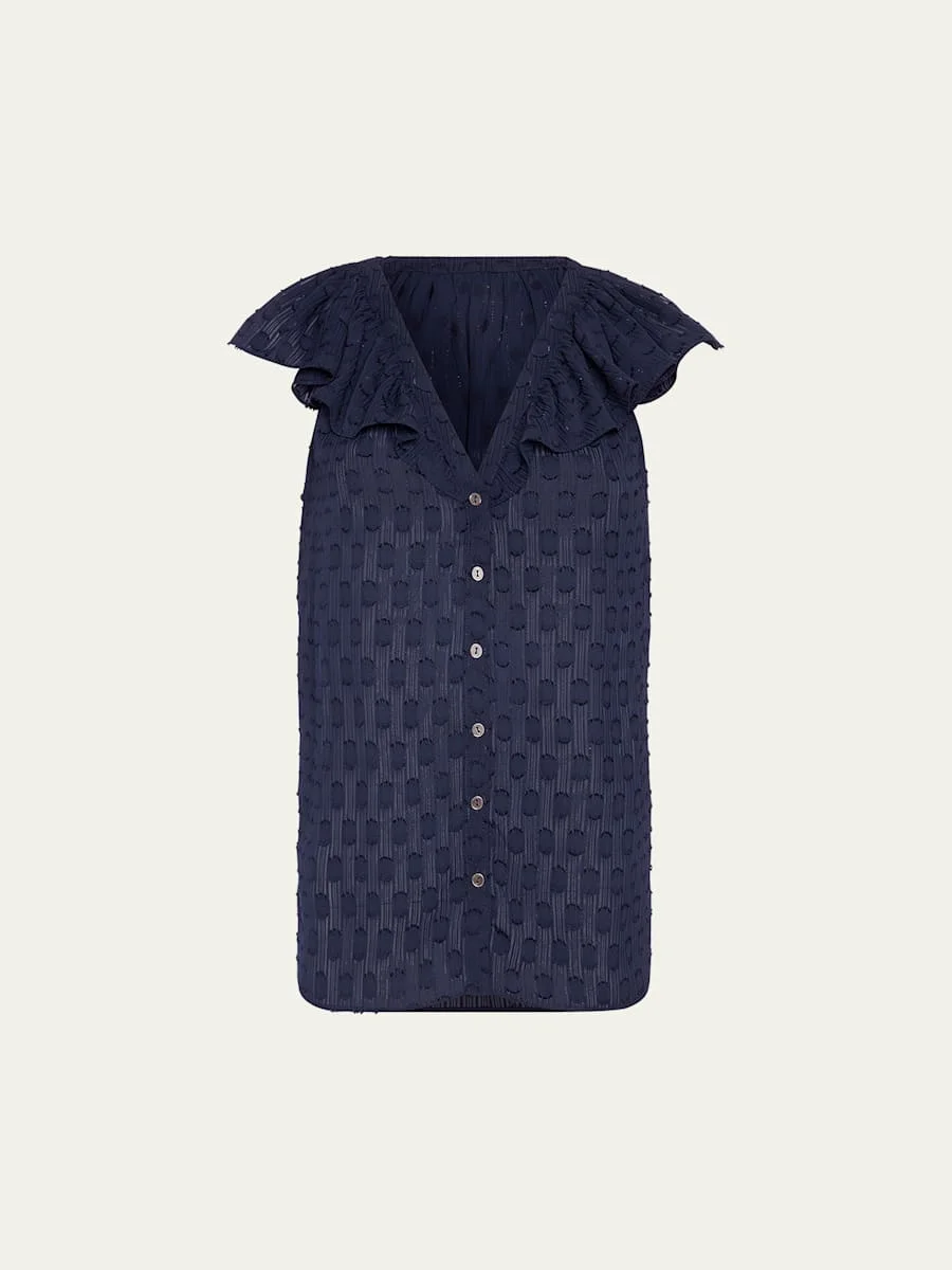 Silvia Dot Ruffle-Trim Top - 1