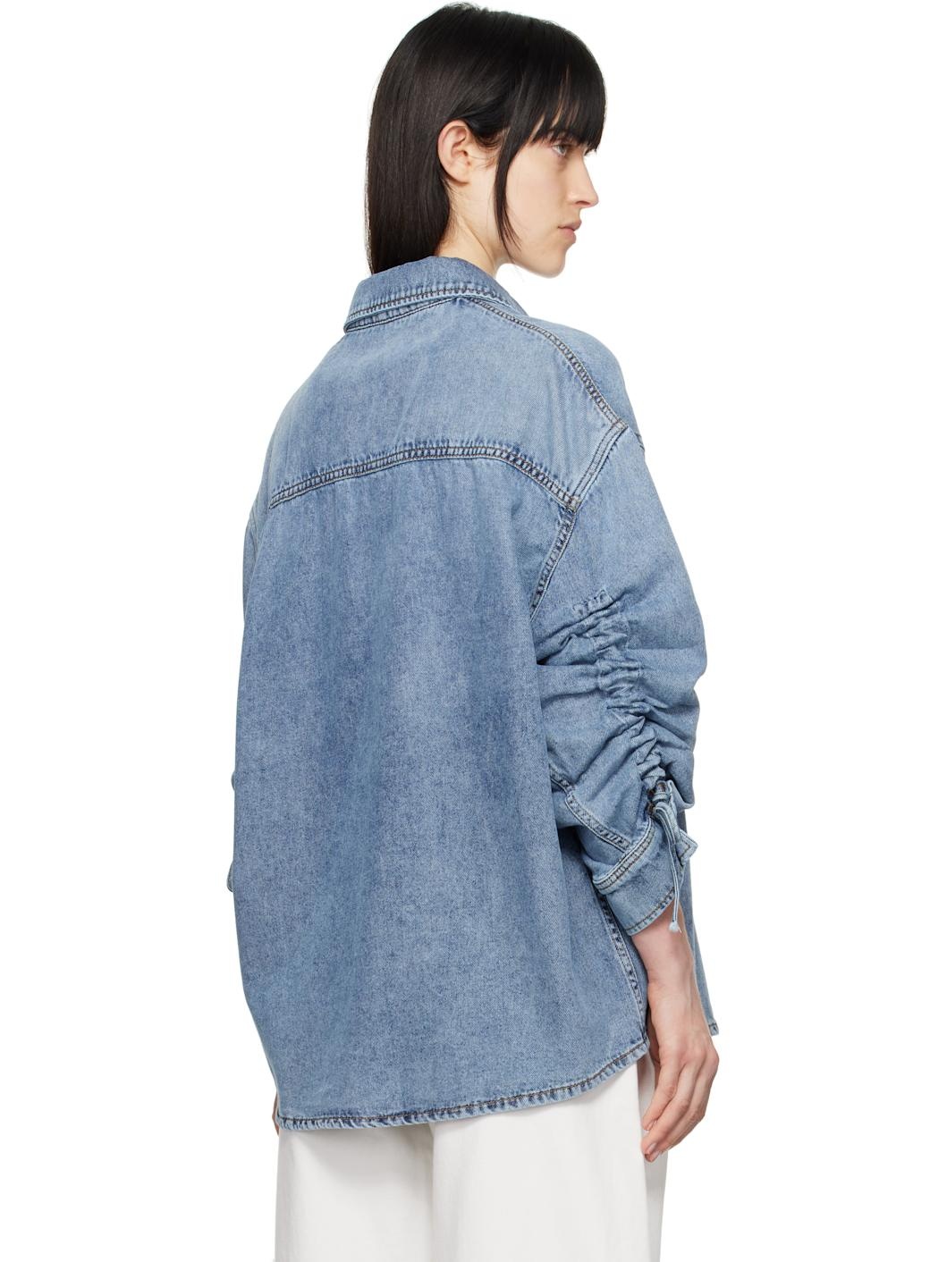 Blue Keanu Tencel Denim Rouche Shirt - 3