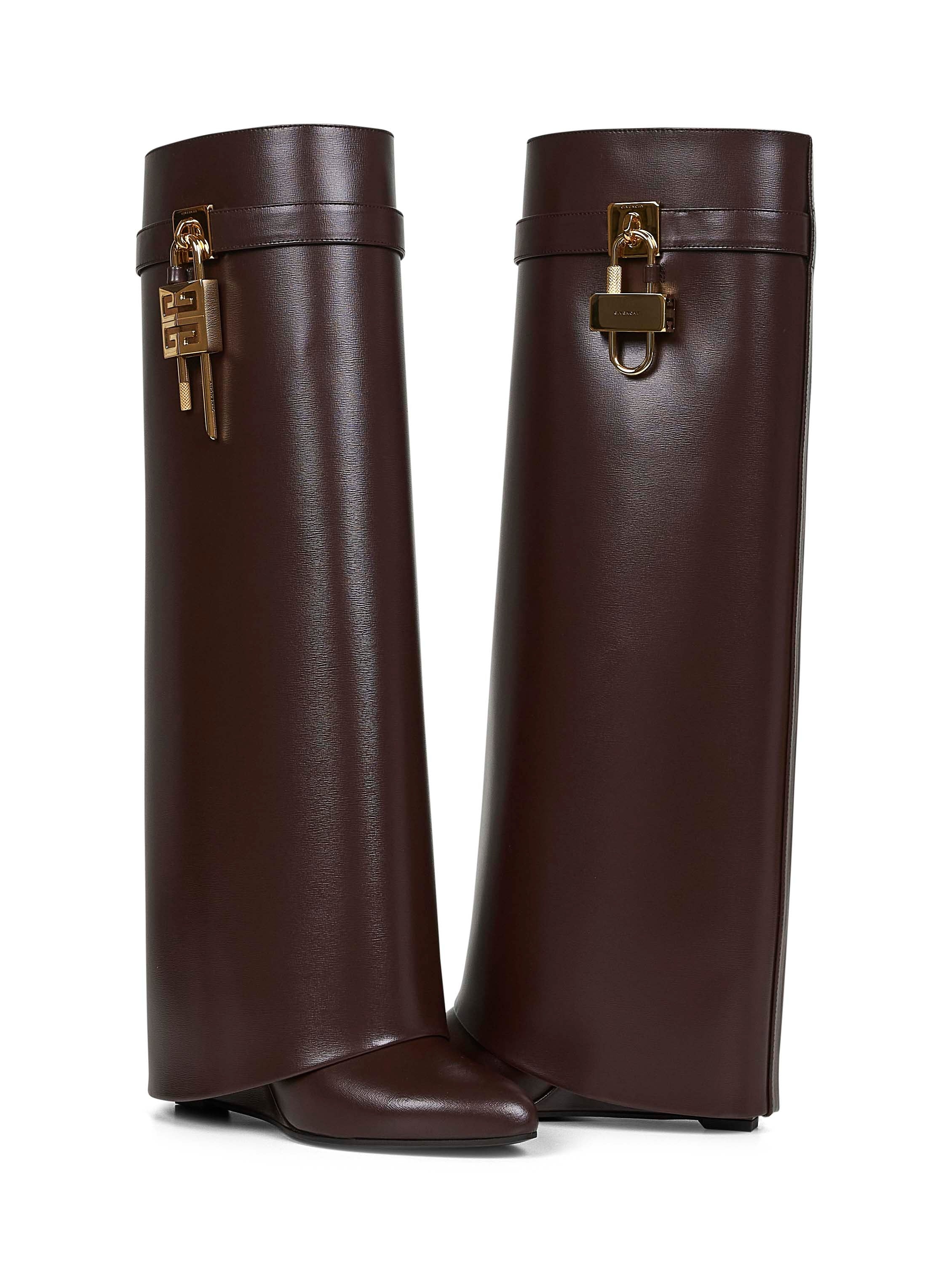 Brown leather Shark Lock boots - 4