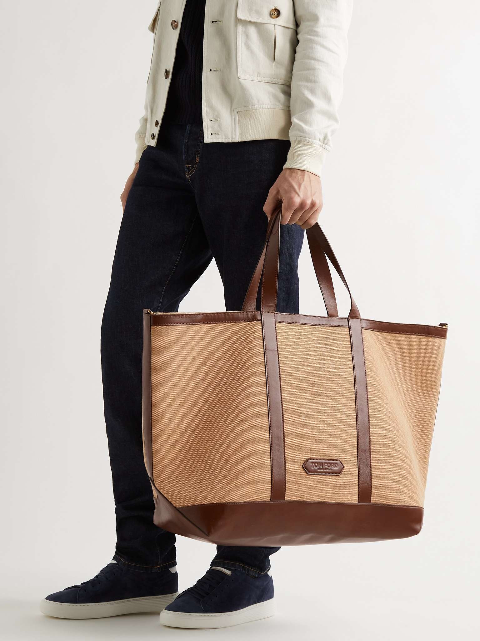 Leather-Trimmed Canvas Tote Bag - 2