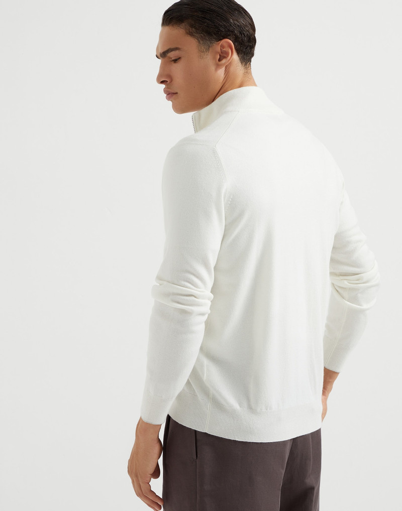 Brunello Cucinelli Cashmere turtleneck cardigan with zipper outlook