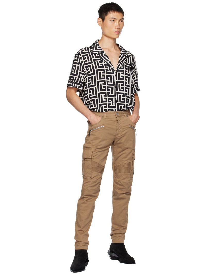 Balmain Beige Paneled Cargo Pants outlook
