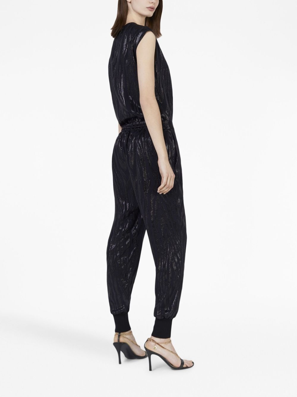 wood-grain effect tapered trousers - 3