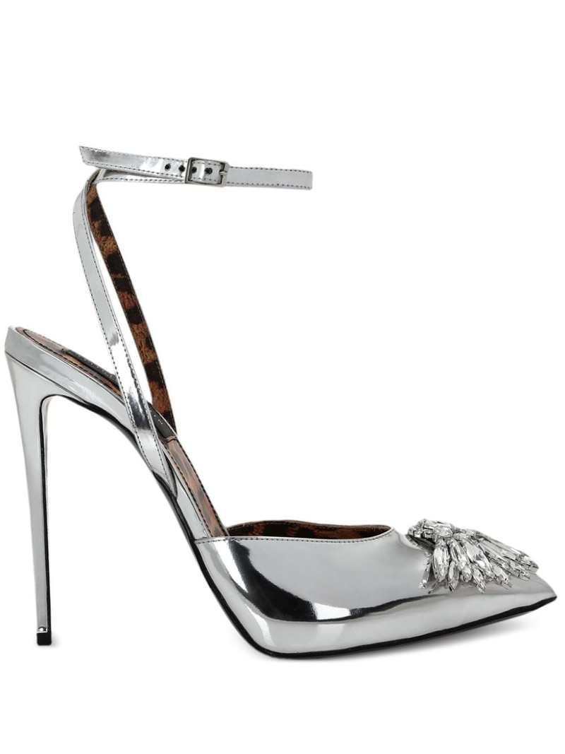 Mirror 100mm crystal-embellished pumps 1