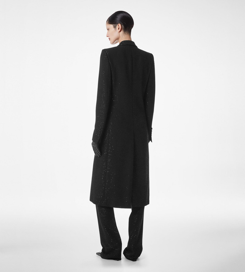 SEQUINED WOOL BLEND CREPE DOUBLE BREASTED COAT 4