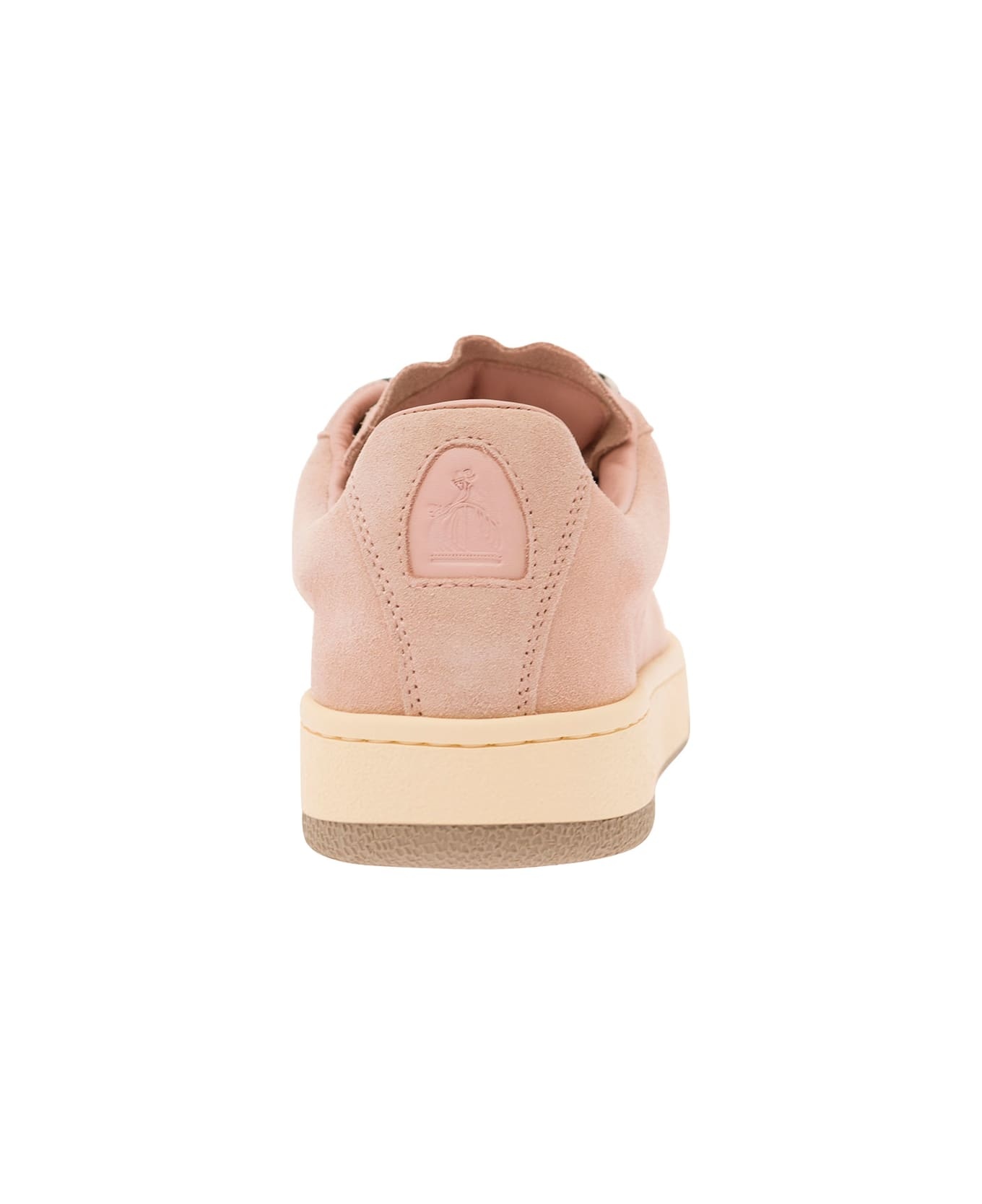 'lite Curb' Pink Low Top Sneakers With Oversized Multicolor Laces In Suede Woman - 4