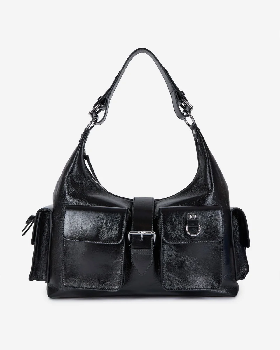 BLACK LEATHER AMELIA XL BAG - 1