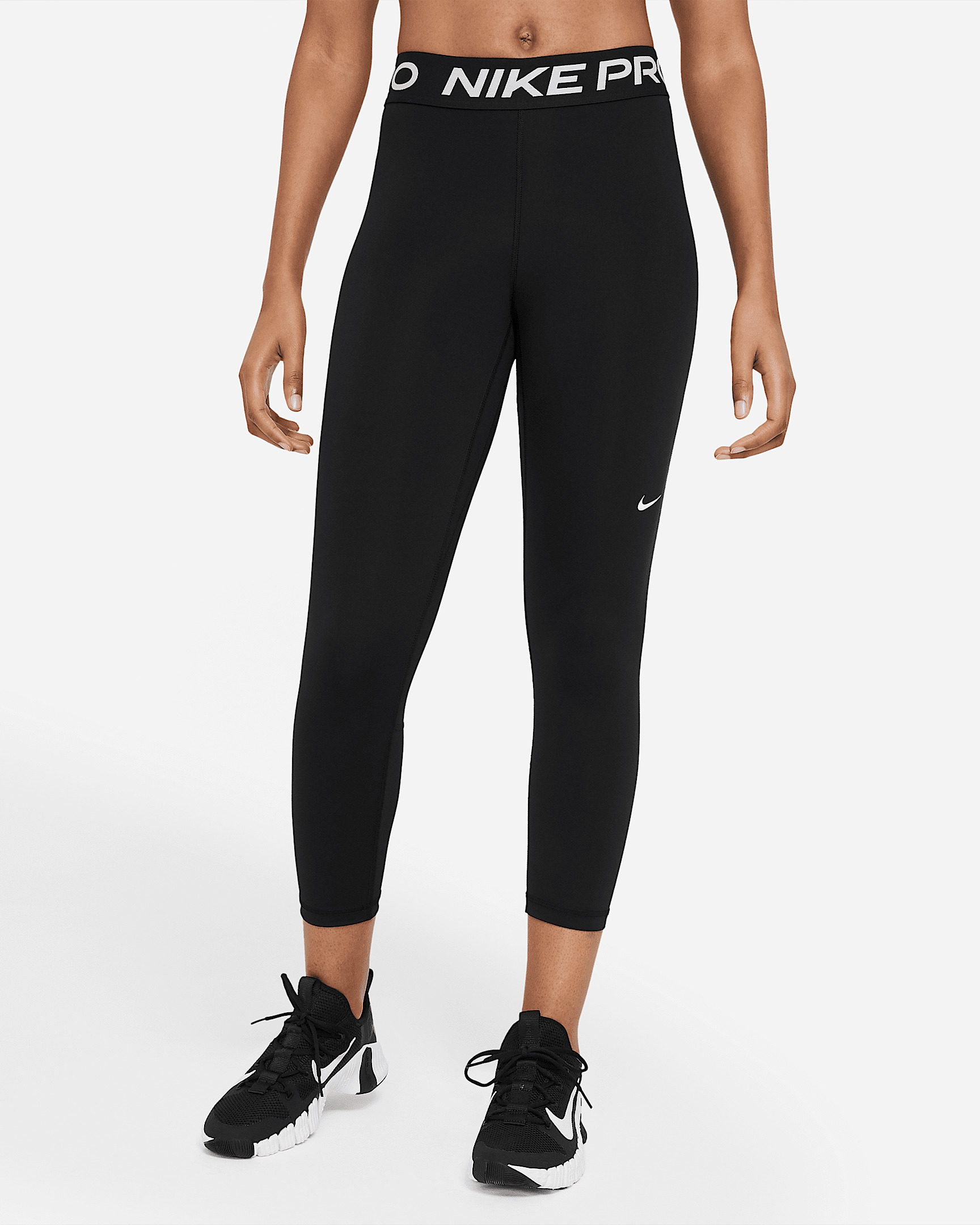 Nike Pro Women's Mid-Rise Crop Mesh Panel Leggings - 1
