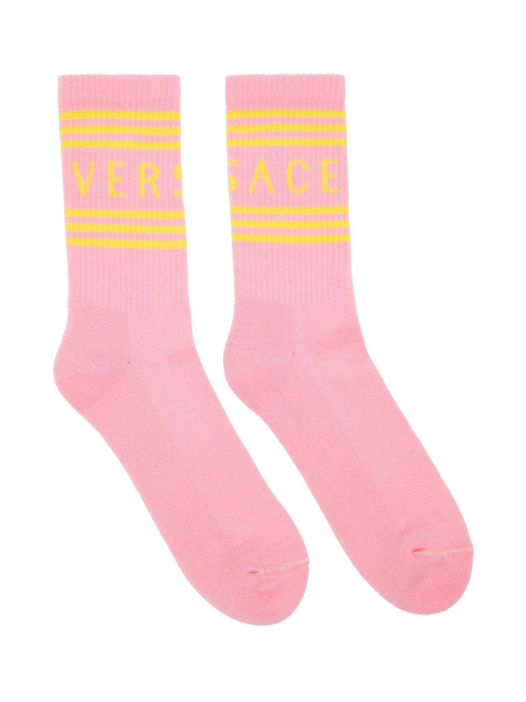 Pink & Yellow 1990s' Vintage Logo Socks - 1