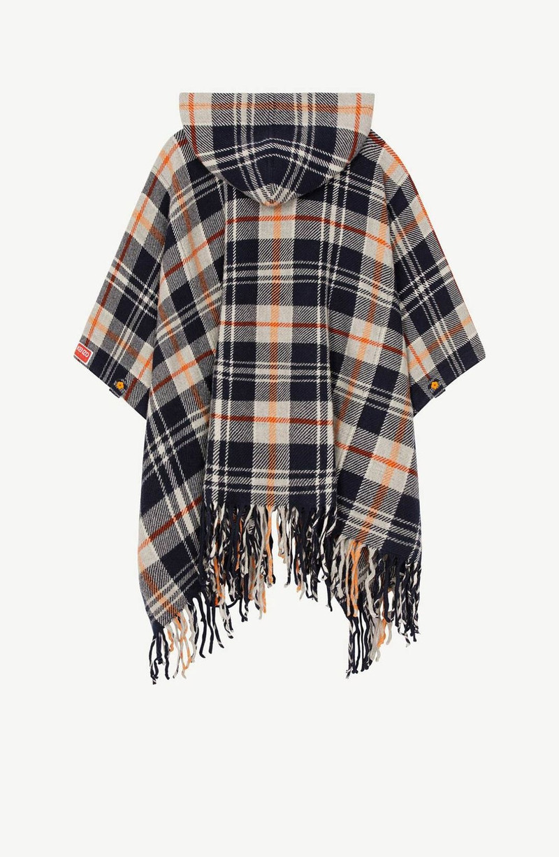 KENZO Checked fringed cape outlook