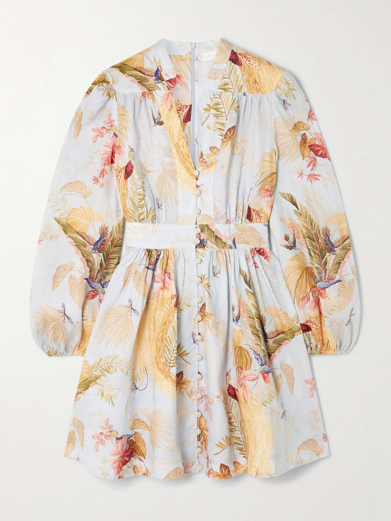 Ascension floral-print linen mini dress White - 1