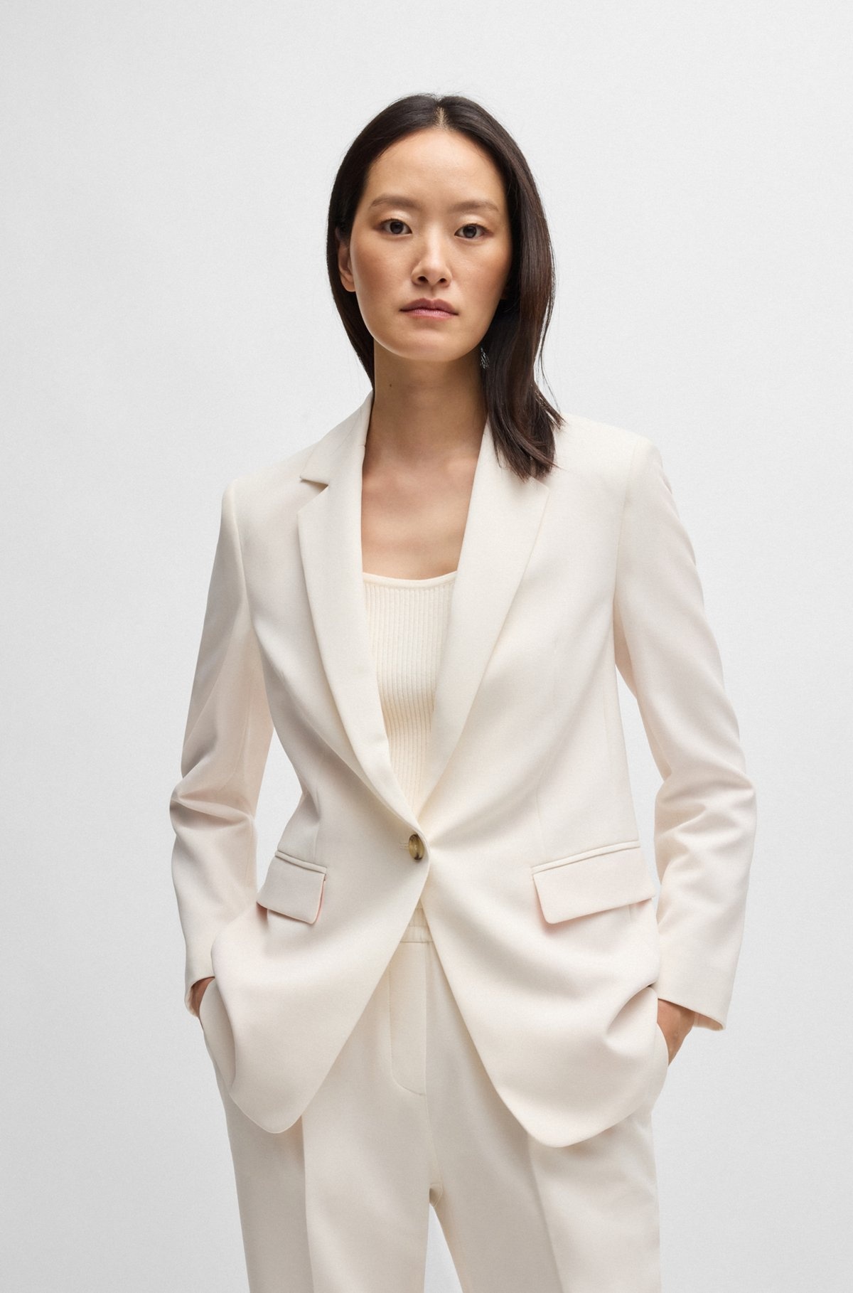 SINGLE-BREASTED JACKET IN STRETCH FABRIC - 2